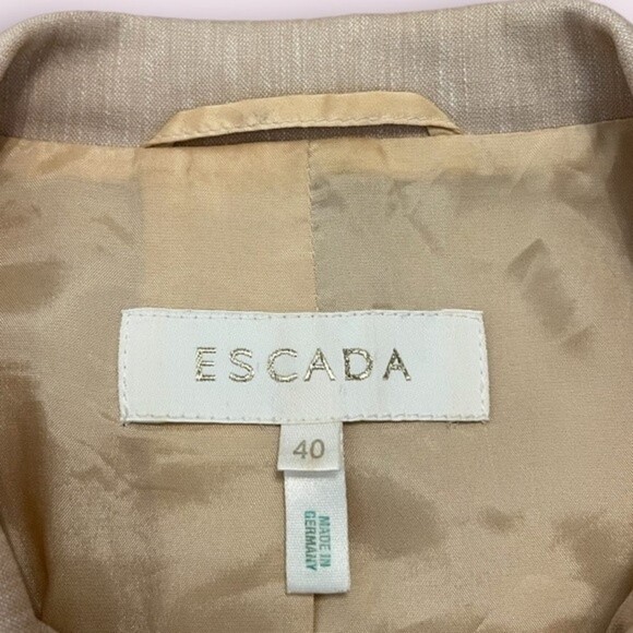 ESCADA Wool Linen Blazer Beige Neutral Button Front Collared Womens Size 40 / M - Picture 3 of 12